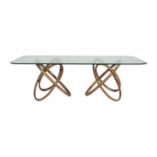Load image into Gallery viewer, 94" Glass And Solid Wood Pedestal Base Dining Table - Natural

