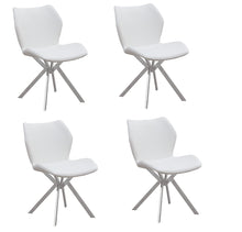 Load image into Gallery viewer, Upholstered Faux Leather Dining Side Chairs (Set of 4) - White / Silver
