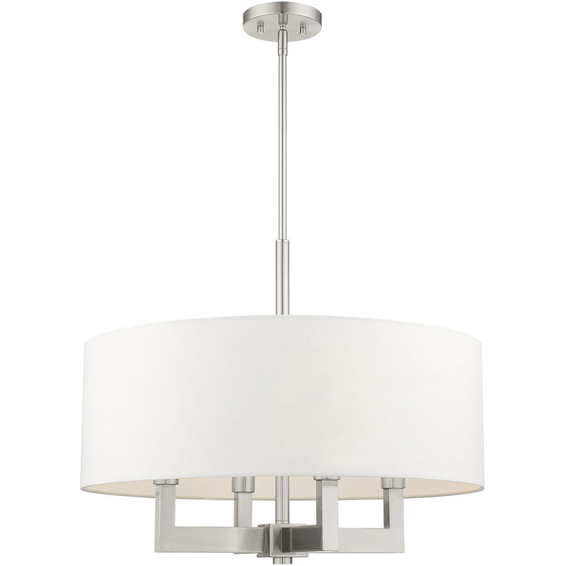 22'' Four Light Dimmable Chandelier With Shades - Nickel