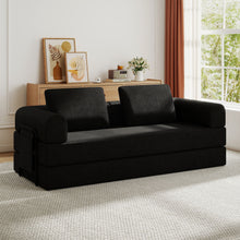 Load image into Gallery viewer, Convertible Sleeper Sofa Bed With Cylindrical Pillow, Fixed Shape Frame
