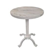 Load image into Gallery viewer, 22" Solid Wood And Metal Height Adjustable Round Pedestal End Table - White
