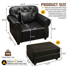 Load image into Gallery viewer, Upholstered Sofa With Nailhead Trim, Rolled Armrests With Ottoman
