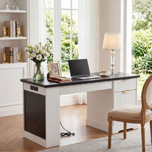Load image into Gallery viewer, Modern Fluted Office Desk With Storage Cabinet
