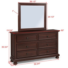 Load image into Gallery viewer, 1 Piece Dresser, 6 Drawer Storage, Bedroom Furniture - Brown / Cherry
