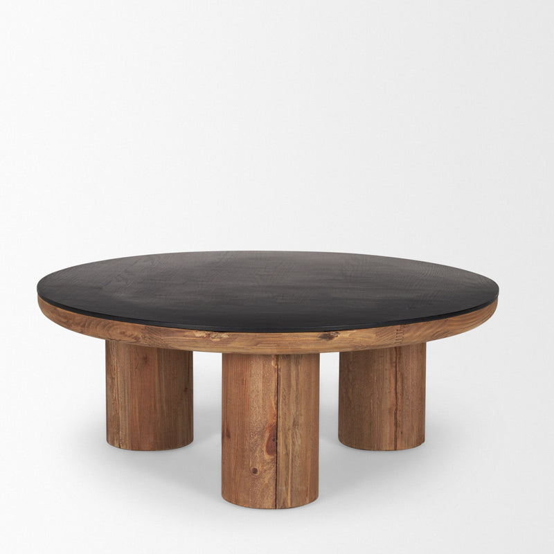 Reclaimed Round Coffee Table - Black / Brown