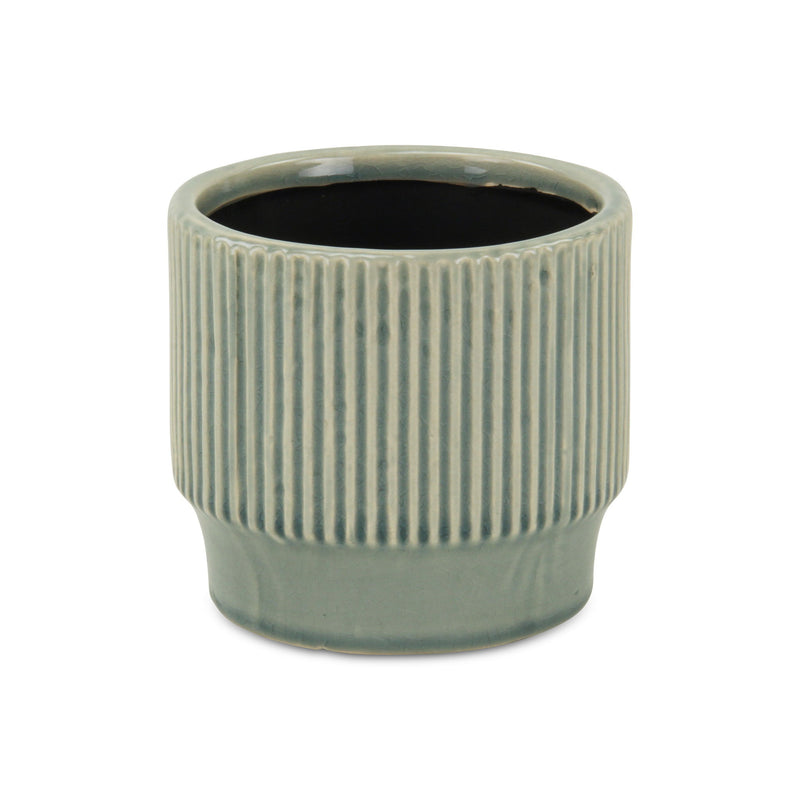 Striped Round Pot Planter (487432) - Green