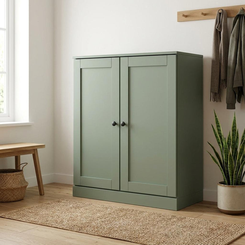 Twenty Pair Solid Woodshoe Storage Cabinet (752352) - Sage