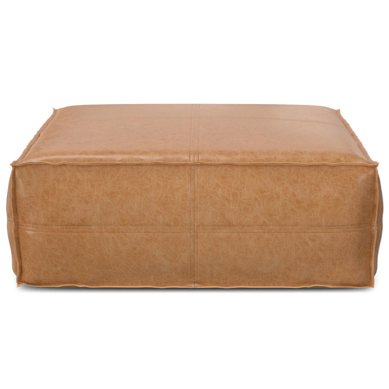 36" Faux Leather Pouf Ottoman - Brown