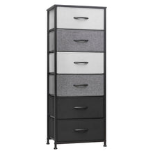 Load image into Gallery viewer, Steel And Fabric Six Drawer Chest - Gray / Black
