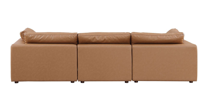 Top Grain Leather Reclining Solid Wood Sofa - Chestnut