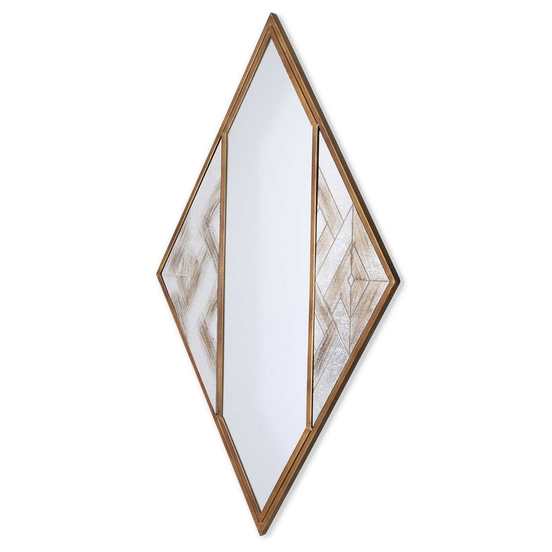 38" Mixed Metal Diamond Accent Mirror - Brass / Silver