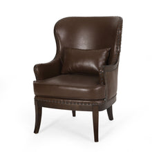 Load image into Gallery viewer, Accent Chair With Nailhead Trim And Birch Wood Legs - Dark Brown
