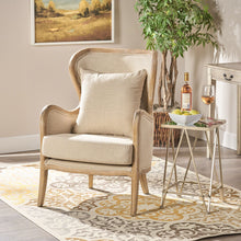 Load image into Gallery viewer, Crenshaw - Wing Arm Chair With Oak Frame And High Back - Beige
