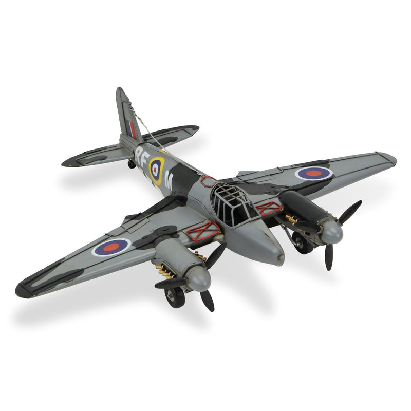 Hand Painted Model Airplane Tabletop Sculpture - Black / Gray