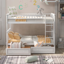 Load image into Gallery viewer, Twin Over Twin Bunk Bed With Drawers, Convertible Beds
