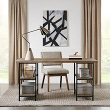 Load image into Gallery viewer, Industrial Style Metal Frame Accent Desk With Side Shelving - Gray
