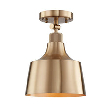 Load image into Gallery viewer, Shaded Metal Dimmable Flush Chandelier With Shades - Antiqued Brass
