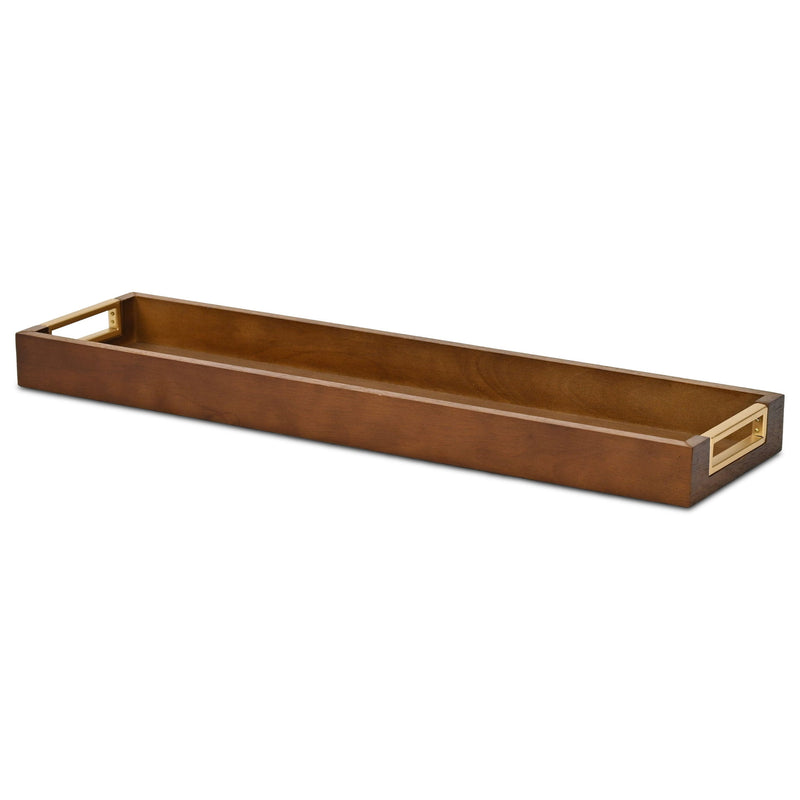 24" Solid Wood Handmade Vanity Tray With Handles - Brown