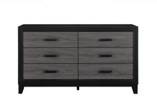 Load image into Gallery viewer, 58" Wood Six Drawer Double Dresser - Black And Gray
