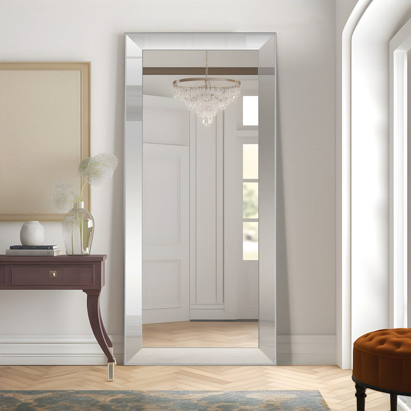 70" Freestanding Framed Accent Mirror - Silver