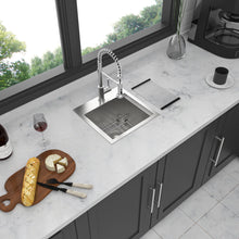 Load image into Gallery viewer, Modern Stainless Steel 15" Drop In Kitchen Sink Workstation With Accessories - Brushed Nickel
