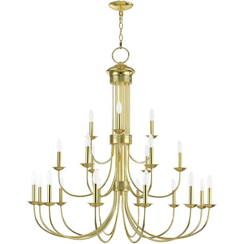 44" Multi Light Dimmable Chandelier With Shades - Brass