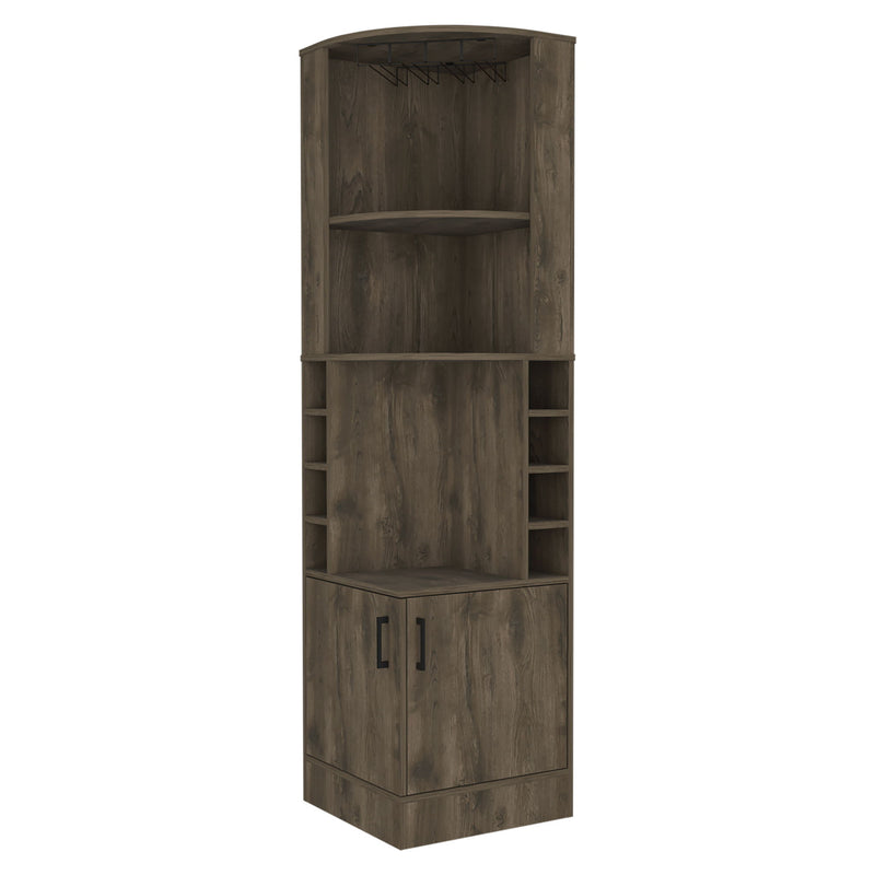 Corner Bar Cabinet With Two Doors - Dark Brown