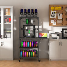 Load image into Gallery viewer, Heavy Duty 3D Printer Stand With Filament Storage Rack - Black
