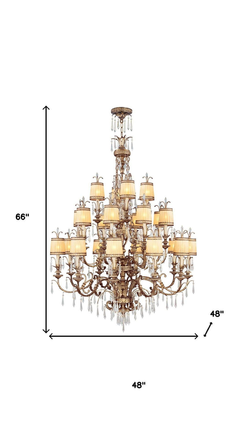 Multi Light Metal Dimmable Chandelier With Shades - Gold / Clear