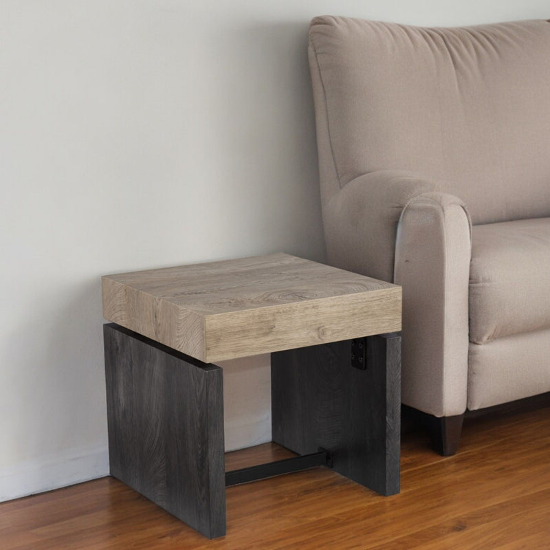 Manufactured Wood Iron Square End Table - Natural