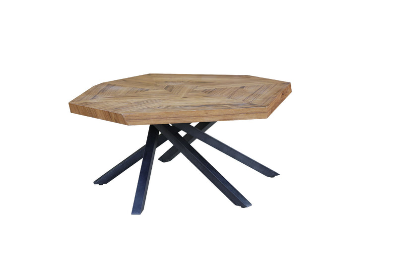 Solid Wood And Iron Free Form Coffee Table - Brown And Dark Gray