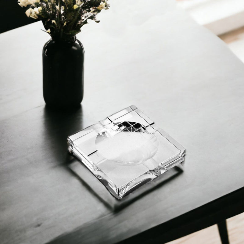 Square Tabletop Cigar Ashtray - Clear / Ash