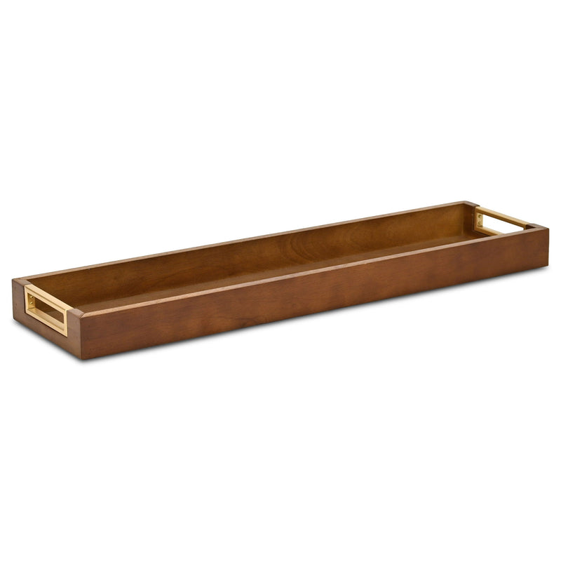 24" Solid Wood Handmade Vanity Tray With Handles - Brown