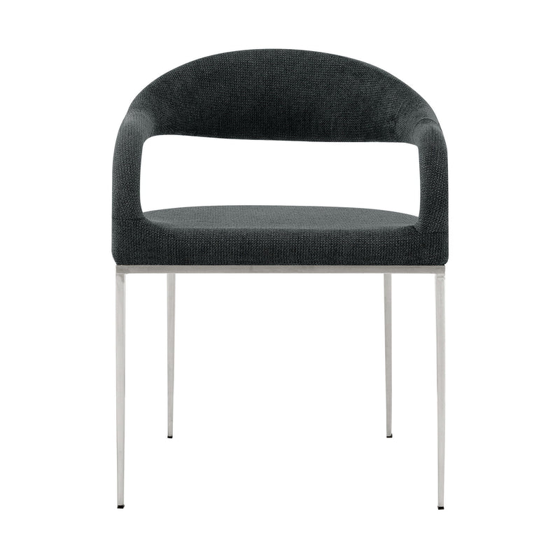 Upholstered Polyester Open Back Dining Arm Chairs (Set of 2) - Gray