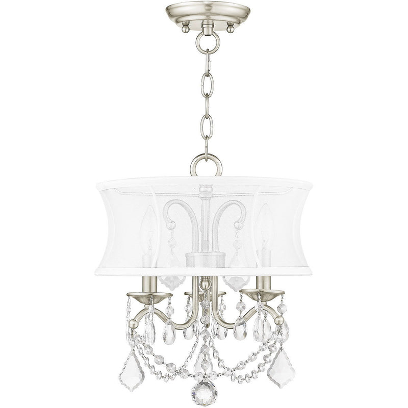 17" Three Light Dimmable Chandelier With Shades - Nickel