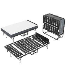 Load image into Gallery viewer, Twin Extra Long Folding Bed With Adjustable Headboard, Cot With Memory Foam Mattress - Black
