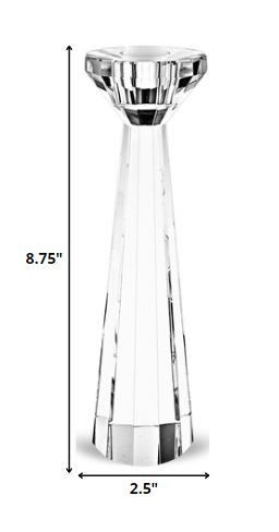 Hand Crafted Pair Of Faceted Candle Holders - Clear