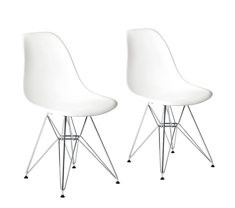 Heavy Duty Plastic Dining Side Chairs (Set of 2) - White / Silver