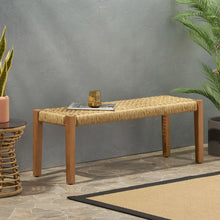 Load image into Gallery viewer, Angie - Bench Outdoor Seating Acacia Wood Faux Rattan - Teak
