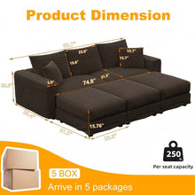 Load image into Gallery viewer, Deep Seat Convertible Sofa With Soft Pillows And Ottomans
