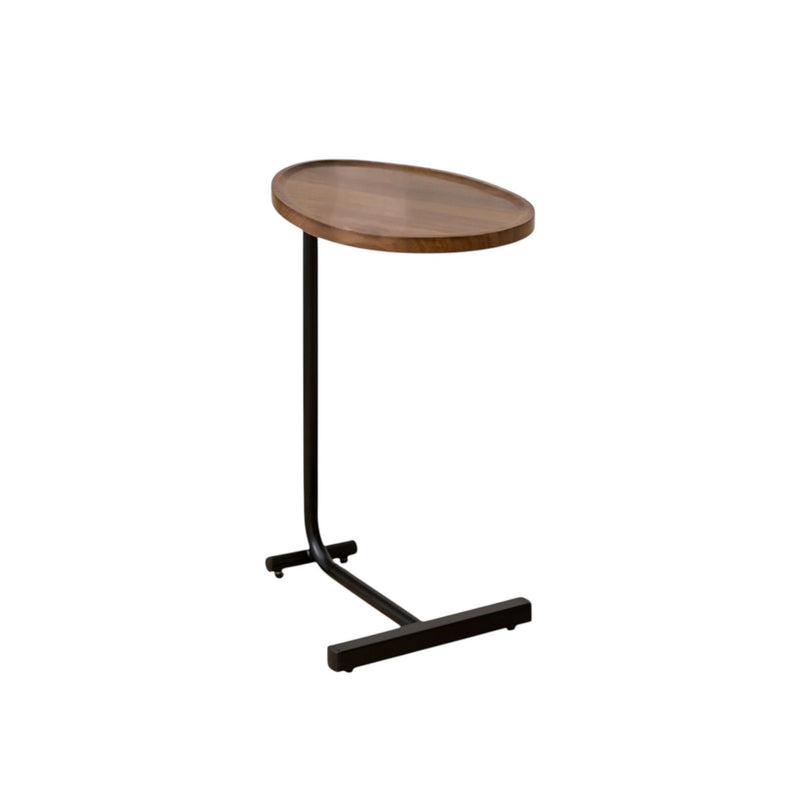 Oval End Tables Wood And Metal (Set of 2) - Brown / Black