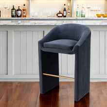 Load image into Gallery viewer, Velvet And Steel Low Back Bar Height Bar Chair - Gray And Gold

