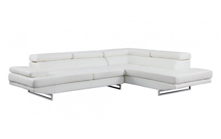 Leather L Shaped 2 Piece Corner Sectional - White
