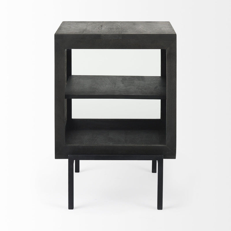 26" Solid Wood Square End Table - Black And Brown