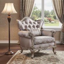 Load image into Gallery viewer, Fabric Floral Tufted Arm Chair - Champagne
