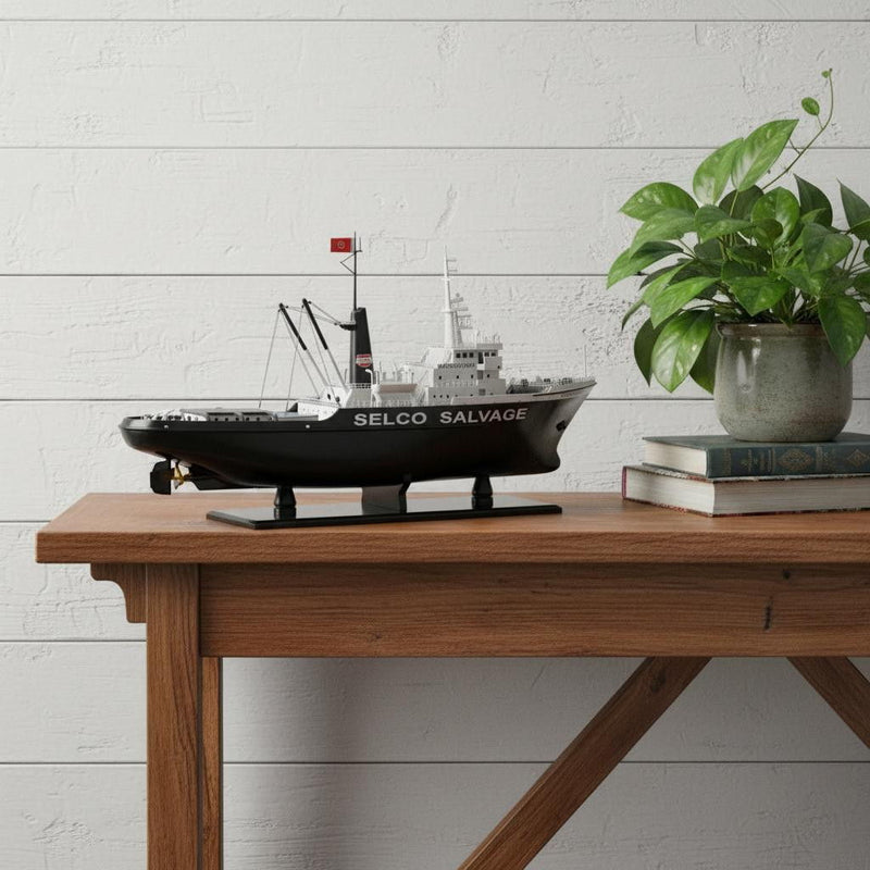 Hand Painted Model Boat (627521) - Black / White