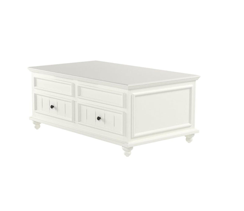 Solid And Manufactured Wood Lift Top Coffee Table With Two Drawers - White