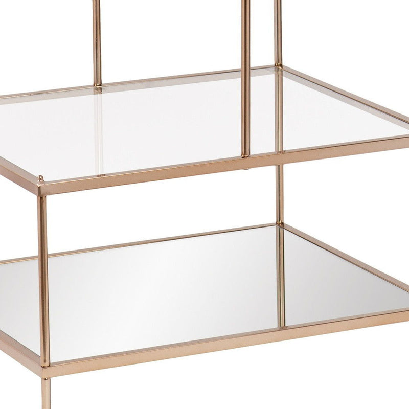Glass Tiered Rectangular End Table - Clear / Gold
