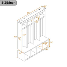 Load image into Gallery viewer, Entryway Hall Tree With Bench, 4 Hooks &amp; Open Storage Space
