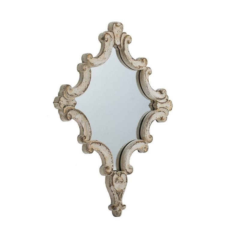 30" Diamond Solid Framed Accent Mirror - White